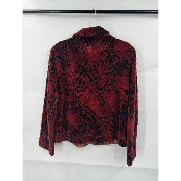 VTG Coldwater Cream Fleece Jacket Women Small Red Tapestry Granny Grandmacore - Picture 2 of 11